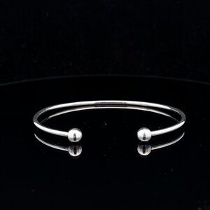 925 Sterling Silver Cuff Bangle Bracelet Size 6.25 inches Screw Ball Ends